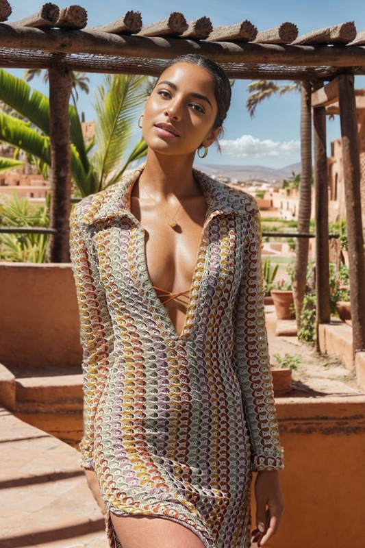 Bahamas V-neck Crochet Maxi Dress